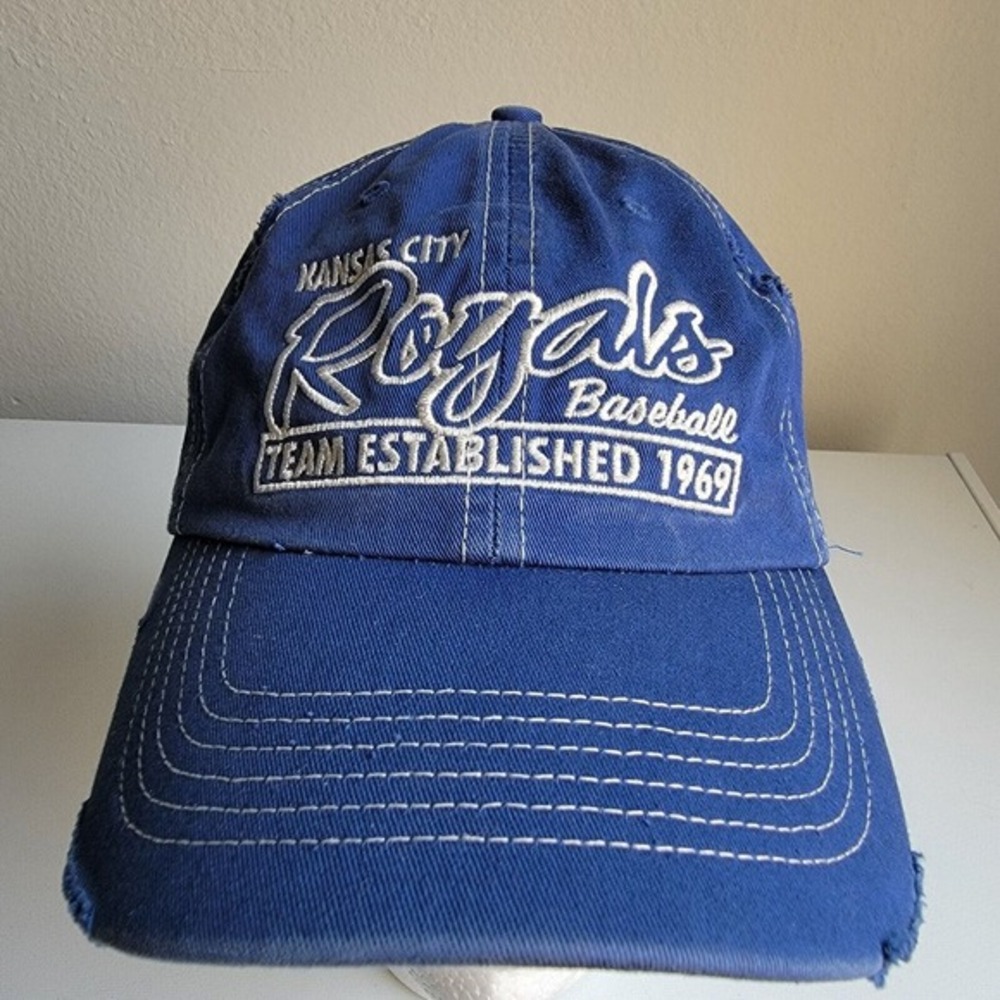 Twins‎ Enterprise MLB Kansas City Royals Hat Cap Distressed Blue Adjustable